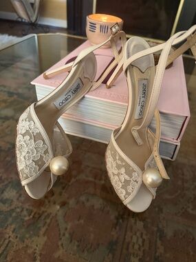 Jimmy Choo Sacora Bridal Heels. Authentic